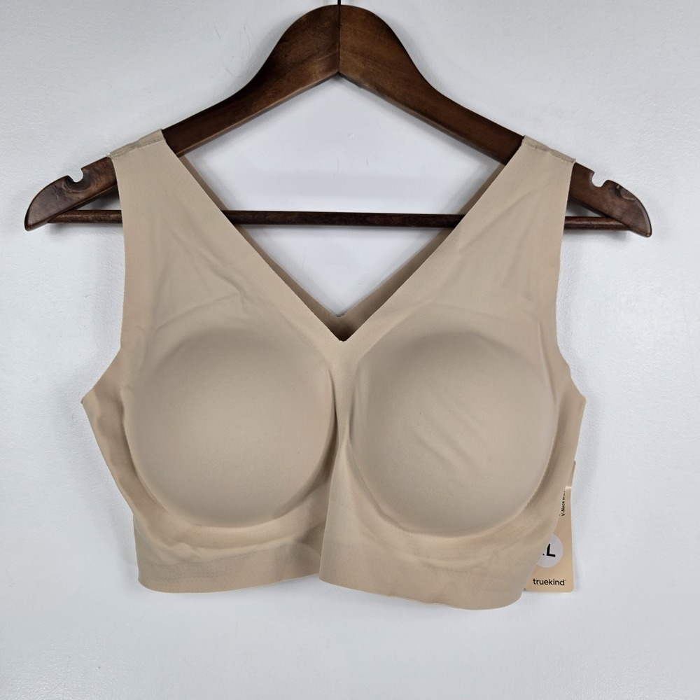 Truekind 91408 Women's Size XL Beige Everyday Comfort‎ V-Neck Bralette NWT